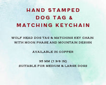 Load image into Gallery viewer, Wolf head dog tag & matchinh keychain, handmade dog lover gift idea