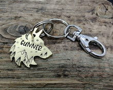 Load image into Gallery viewer, Wolf head dog tag & matchinh keychain, handmade dog lover gift idea