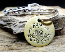 Load image into Gallery viewer, Dog id tag with matching keychain, hand stamped pet lover gift idea