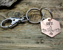 Load image into Gallery viewer, Hexagon dog tag & matching keychain, handmade dog lover gift idea
