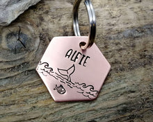 Load image into Gallery viewer, Hexagon dog tag & matching keychain, handmade dog lover gift idea