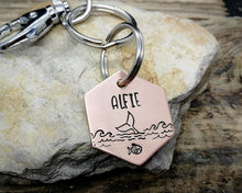 Load image into Gallery viewer, Hexagon dog tag & matching keychain, handmade dog lover gift idea