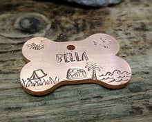 Load image into Gallery viewer, Bone dog tag, camping adventure