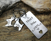 Load image into Gallery viewer, 'Best Dog Mom' keychain, hand stamped pet lover gift