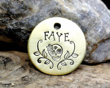Load image into Gallery viewer, Dog id tag with matching keychain, hand stamped pet lover gift idea