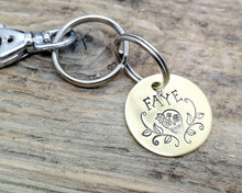 Load image into Gallery viewer, Dog id tag with matching keychain, hand stamped pet lover gift idea
