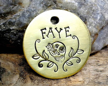 Load image into Gallery viewer, Dog id tag with matching keychain, hand stamped pet lover gift idea