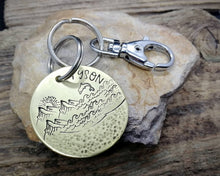 Load image into Gallery viewer, Dog tag & matching keychain, hand stamped dog lover gift with ocean design