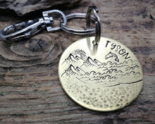 Load image into Gallery viewer, Dog tag & matching keychain, hand stamped dog lover gift with ocean design