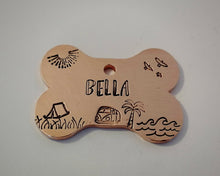 Load image into Gallery viewer, Bone dog tag, camping adventure