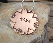 Load image into Gallery viewer, Large pet id tag, hand stamped with exotic border design