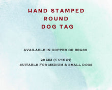 Load image into Gallery viewer, Small pet id tag, hand stamped with flower design & hummingbird