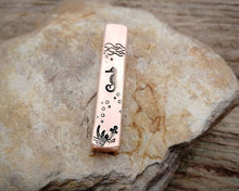 Load image into Gallery viewer, Bar tag, pet id tag, hand stamped with nautical design and 'chipped & loved'