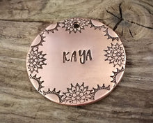 Load image into Gallery viewer, Large dog id tag, hand stamped with mandala border design