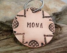 Load image into Gallery viewer, Large pet id tag, hand stamped with exotic border design