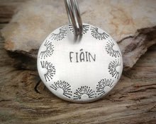 Load image into Gallery viewer, Dog name tag, hand stamped with border design