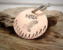 Load image into Gallery viewer, Dog tag, hand stamped with soaring eagle & trees