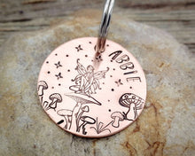 Load image into Gallery viewer, Dog tag, hand stamped with fairy & mushrooms