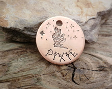 Load image into Gallery viewer, Small dog id tag, hand-stamped with fairy & stars