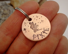 Load image into Gallery viewer, Small dog id tag, hand-stamped with fairy & stars