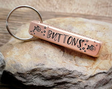 Load image into Gallery viewer, Bar tag, pet id tag, hand stamped with nautical design and 'chipped & loved'
