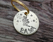 Load image into Gallery viewer, Small dog id tag, hand-stamped with fairy & stars