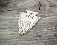 Load image into Gallery viewer, Arrow head dog tag with bear and trees