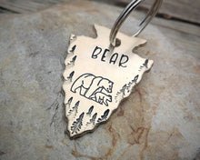 Load image into Gallery viewer, Arrow head dog tag with bear and trees