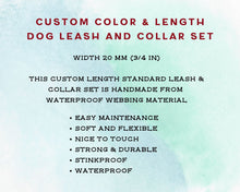 Load image into Gallery viewer, Deluxe mud-proof dog collar and leash set with brass fittings - choose your size & color