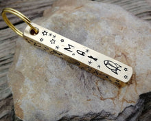 Load image into Gallery viewer, Bar tag, dog id tag, hand stamped with spaceship, moon & planets
