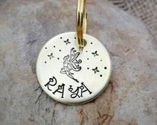 Load image into Gallery viewer, Small dog id tag, hand-stamped with fairy & stars