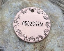 Load image into Gallery viewer, Dog name tag, hand stamped with border design