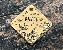 Load image into Gallery viewer, Hallowwen dog tag with raven and bats
