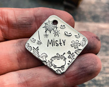 Load image into Gallery viewer, Halloween pet tag nickel silver 
