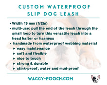 Load image into Gallery viewer, Waterproof slip dog leash 13mm, multi-use convertable dog leash for small dogs - choose your colors &amp; length

