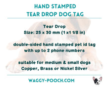 Load image into Gallery viewer, Cute foxdog tag, tear drop pet id tag with trees and fox design, double-sided dog tag with 2 phone numbers
