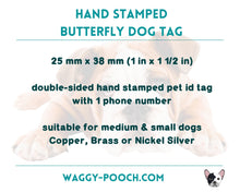 Load image into Gallery viewer, Cute girl dog id tag, butterfly pet id tag with flowers, double-sided dog tag with phone number
