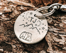 Load image into Gallery viewer, Mountain dog id tag with bear and star design
