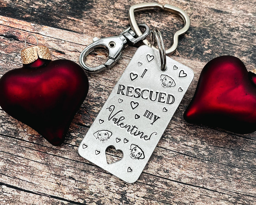Valentine rescue dog keychain, cute dog lover gift idea