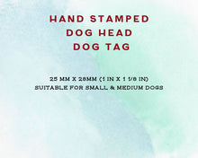 Load image into Gallery viewer, Dog head pet id tag, hand-stamped with flowers
