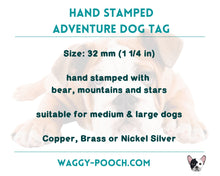 Load image into Gallery viewer, Mountain dog id tag with bear and star design
