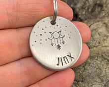 Load image into Gallery viewer, Dog id tag, hand stamped with magic moon &amp; star design
