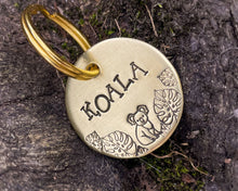 Load image into Gallery viewer, Small dog id tag, hand stamped with koala bear design
