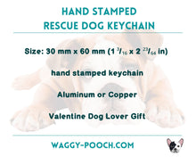 Load image into Gallery viewer, Valentine rescue dog keychain, cute dog lover gift idea
