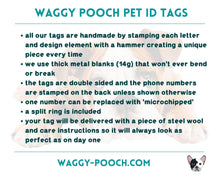 Load image into Gallery viewer, Cute dog tag, tear drop small pet id tag with toucan design, 2 phone numbers
