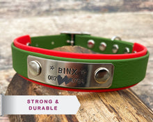 Load image into Gallery viewer, waterproof personalized dog collar with silver nameplate
