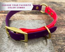 Load image into Gallery viewer, deluxe handmade dog collar 2 colors and gold buckle
