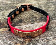 Load image into Gallery viewer, Mud-proof small dog collar with name plate, adjustable buckle collar with rose gold fittings
