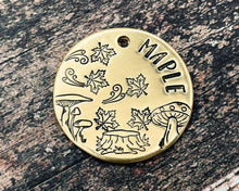 Load image into Gallery viewer, cute dog id tag with maple leaves
