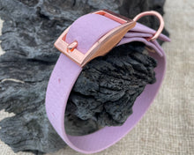 Load image into Gallery viewer, Mudproof hexagon webbing dog collar with rose gold buckle 20mm

